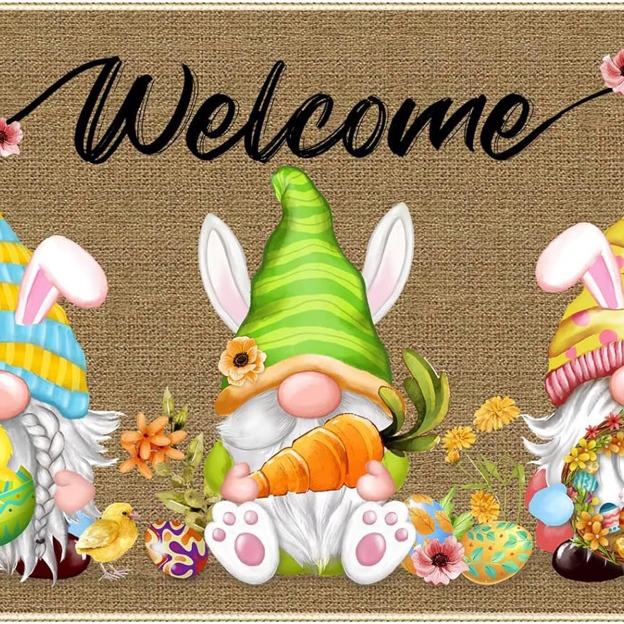Transfronterizo de Amazon conejo de Pascua alfombra de piso decorativa Flor de camión alfombra de puerta de interior y exterior alfombra de pie de pasillo al por mayor