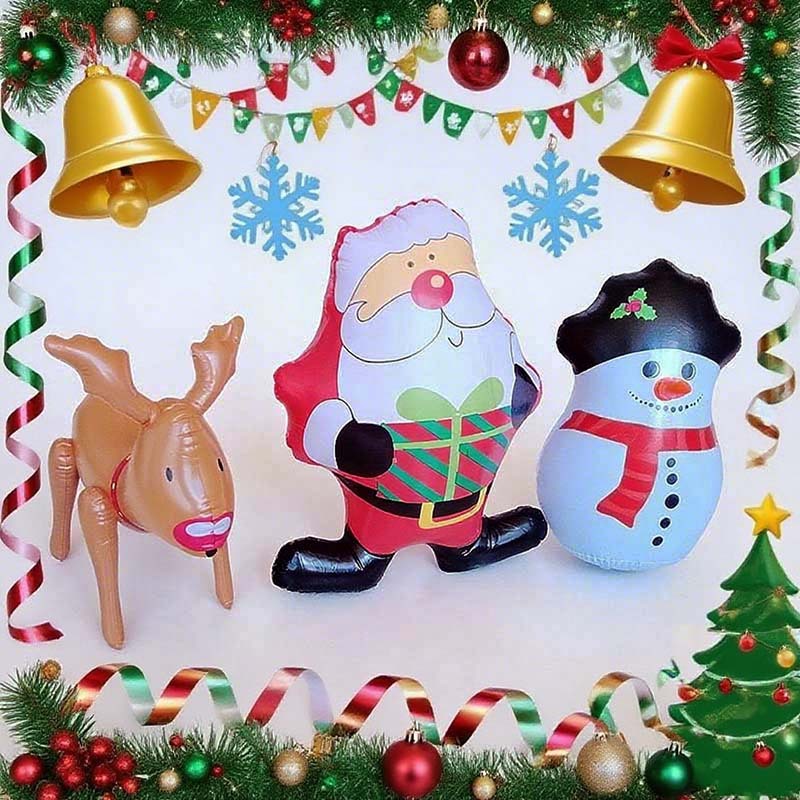 Factory direct sales of PVC inflatable roly-poly Christmas toys, featuring Santa Claus, snowmen, and reindeer.