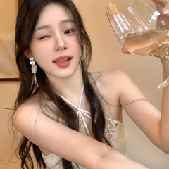 超仙银色花朵贝壳流苏耳环女高级感海边度假风耳钉绝美气质耳饰