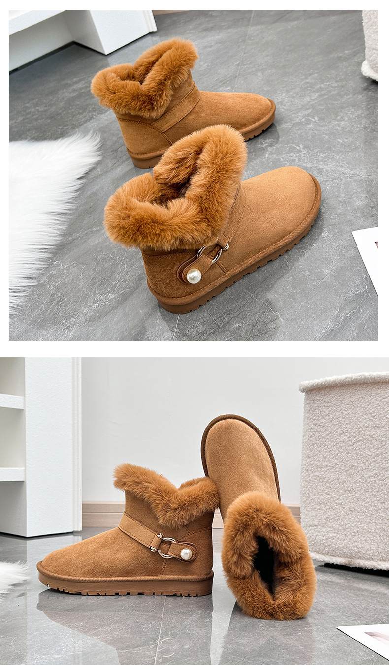 Botas de neve femininas com forro sola grossa botas de algodão_voghion.com