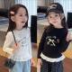 Girls' Long-sleeved T-shirt 2025 Spring and Summer New Baby Girl Lace Stitching Western Style All-match Round Neck Top Children's Wear