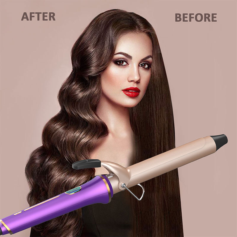 Amazon popular de cerámica rizador de pelo manual de rotación de pelo rizado todo en uno recto de doble uso rizador de pelo perezoso al por mayor