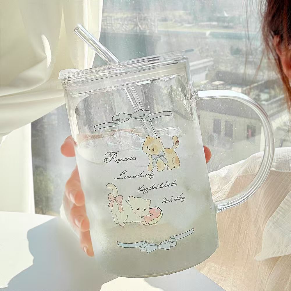 파란 강아지+뚜껑+빨대