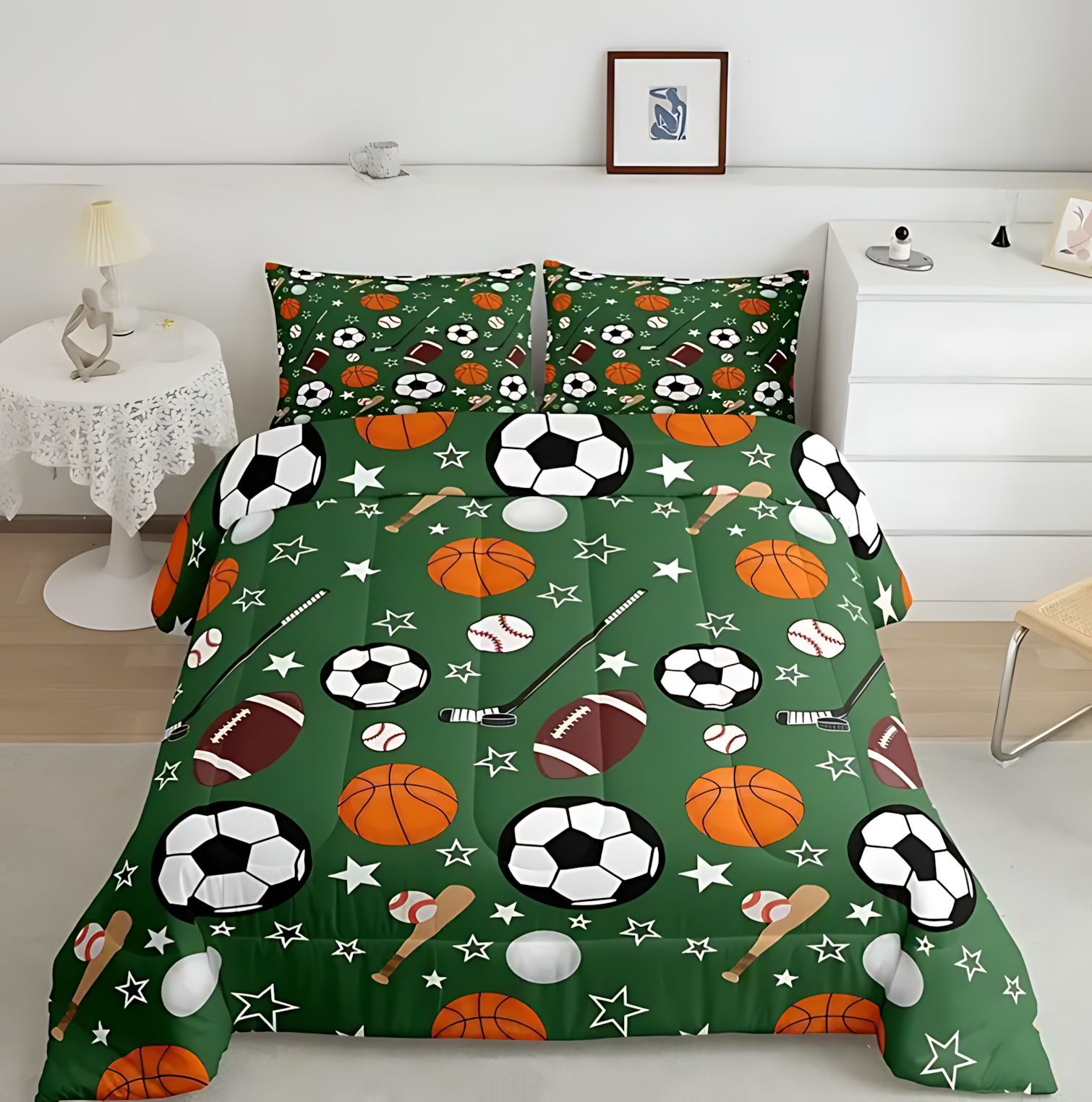 TEMU / JIT moda clásica liga de fútbol abrasión digital impresión set fuente de fabricantes de edredón puede fijarse