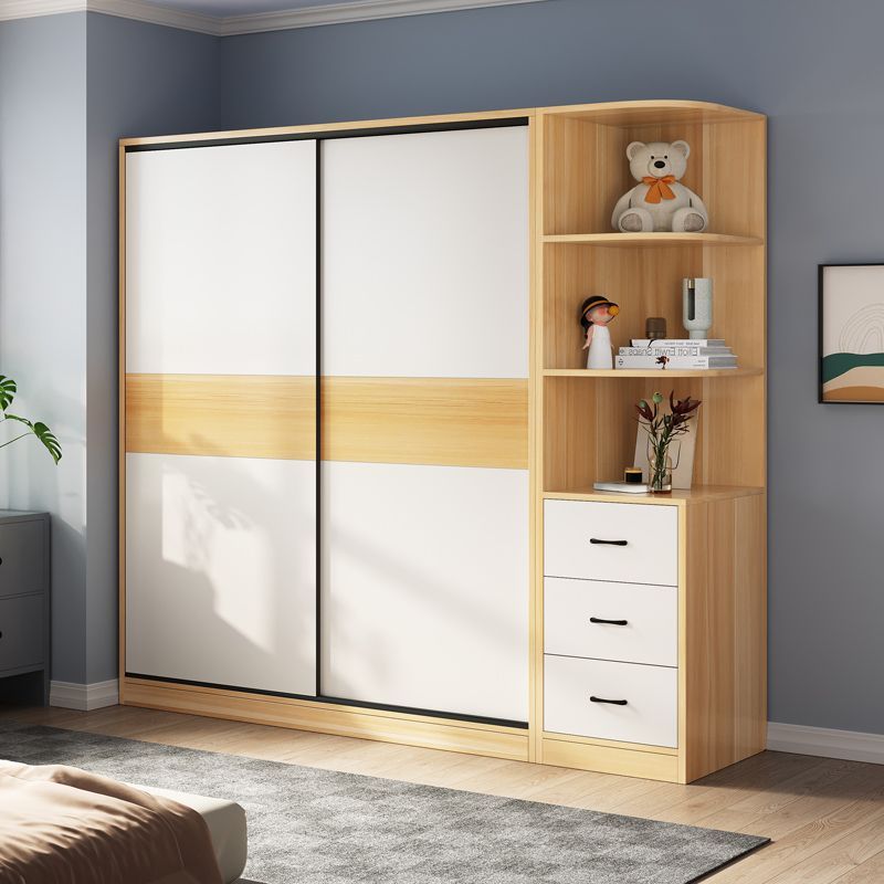 Wardrobe for Home Bedroom Solid Wood Wardrobe Small Apartment Rental Storage Locker Multi-Grid Multi-Layer Children's Wardrobe
