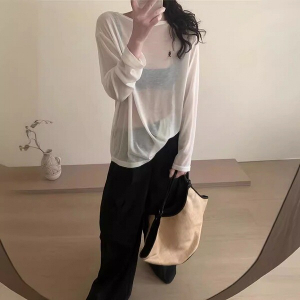 Fashionable summer light and thin breathable knitted sweater with a…