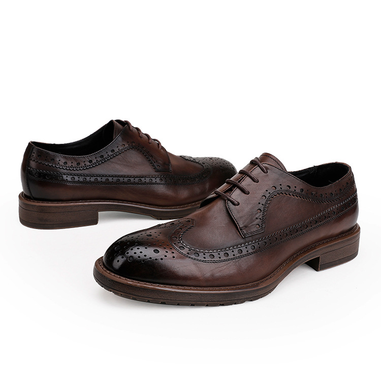 Nové kožené boty pro muže, kožená vrstva z hovězí kůže, britský styl, Brock vyřezávané, svatební boty._voghion.com