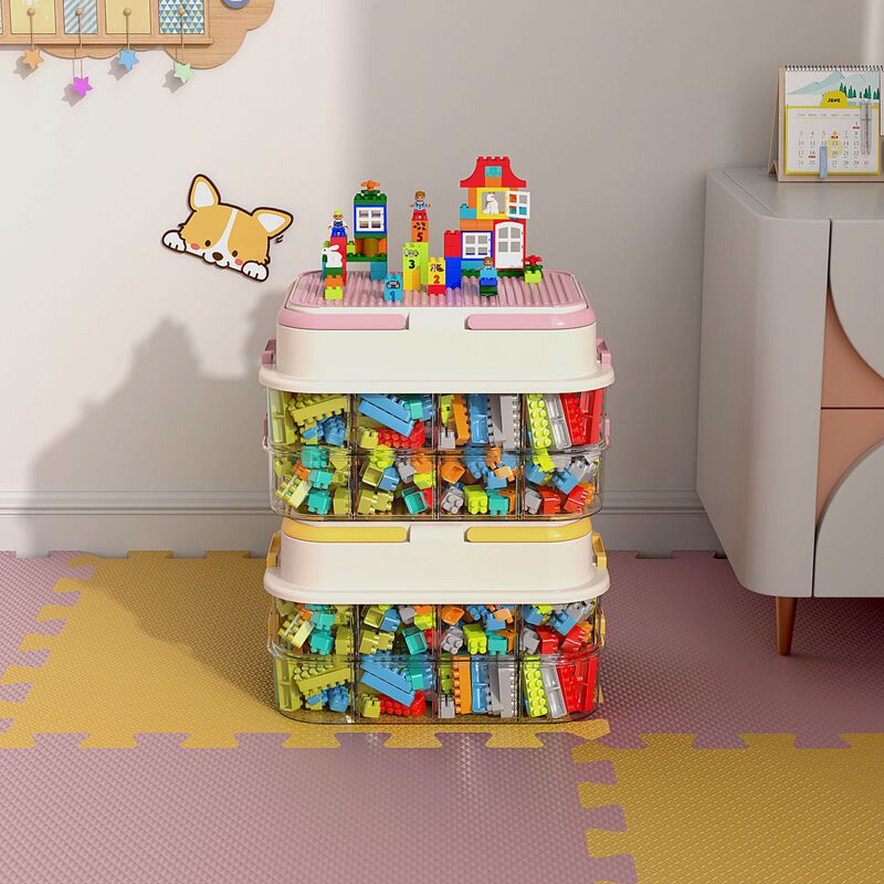 積み木収納ボックス、小粒子レゴ収納ボックス、部品分類、仕分け、分割、包装、子供のおもちゃ収納ボックス|undefined