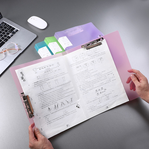 New transparent office folder single clip double clip pp candy color contract folder student frosted file folder