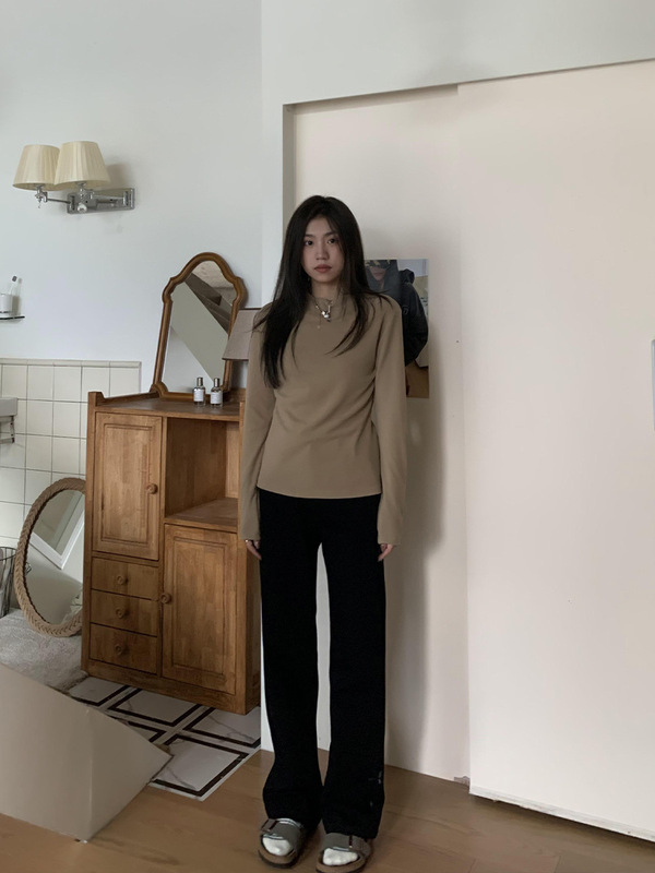 橘子树在哪儿四面弹白色直筒牛仔裤女春季高腰显瘦宽松窄版拖地裤|undefined