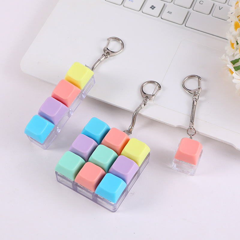 Cross-Border Decompression Key One-Line 4-Key Macaron Keyboard Pendant Fingertip Press Creative Russian Keychain