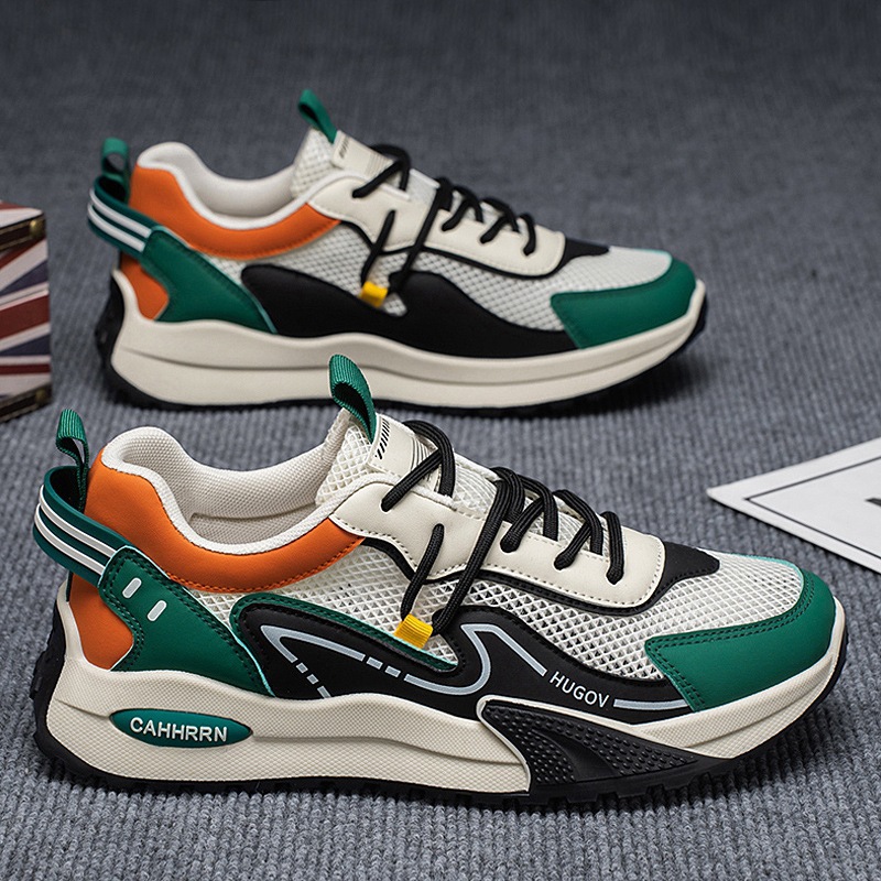 Deportes zapatos casuales primavera y verano para hombres 2025 nuevos zapatos para hombres zapatos de moda de malla de todo fósforo para estudiantes y adolescentes con suela gruesa