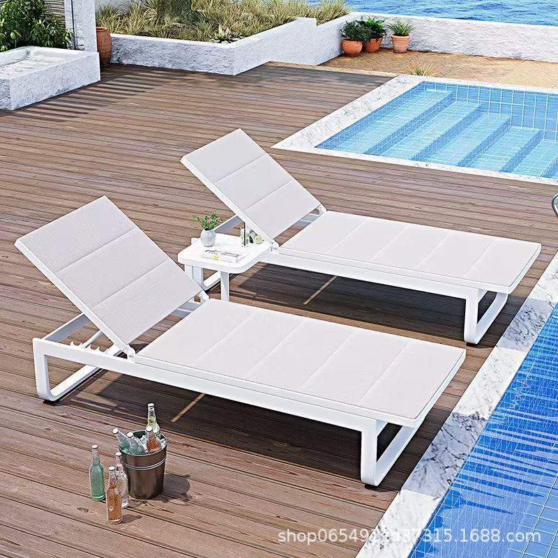 Silla de playa al aire libre de aleación de aluminio, cama de piscina, villa, jardín, hotel, casa de familia, lugar de ocio al aire libre, cama de descanso