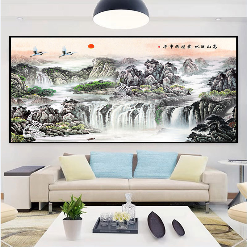 モダンなシンプルな風景画リビングルームのソファの背景の壁の装飾絵画自己粘着絵画立体壁紙パンチングなしの壁のステッカー|undefined