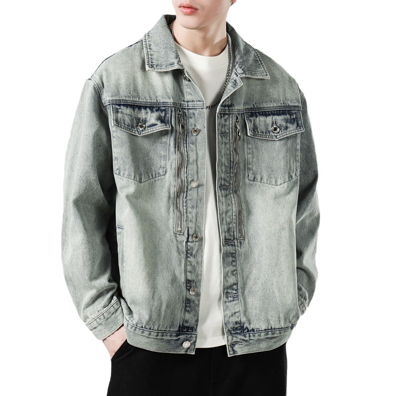 Lktm hombres ropa # otoño apenado Denim abrigo ins American High Street marca de moda chaqueta casual hip hop top