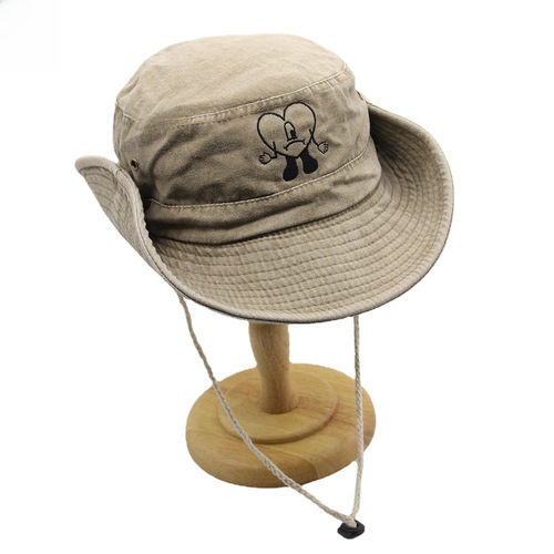Amazon Bad Rabbit Embroidered Cotton Wash Denim Hat Outdoor Fishing Sun Hat Travel Bucket Hat for Women