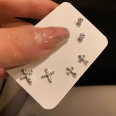Light Luxury Zircon Cross Stud Earrings, New 2023 Unique Earrings for Women, Small, Exquisite, and Personalized Earring Set