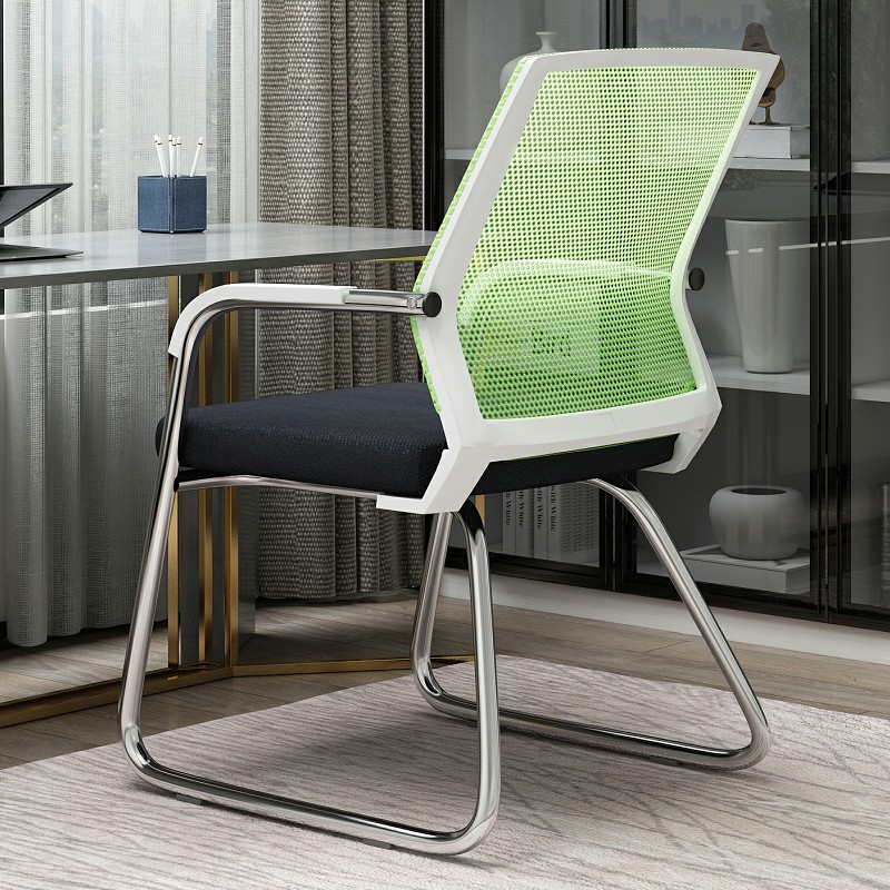 Bold and reinforced white frame fluorescent green mesh 920 / Steel feet-fixed armrests