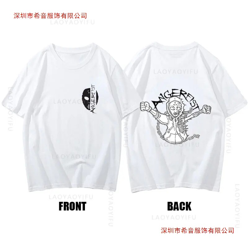 Angerfist Dutch Gabber Music-Themed Cotton Graphic Gym O-Neck Fashion T-Shirt Summer Street Style for Men