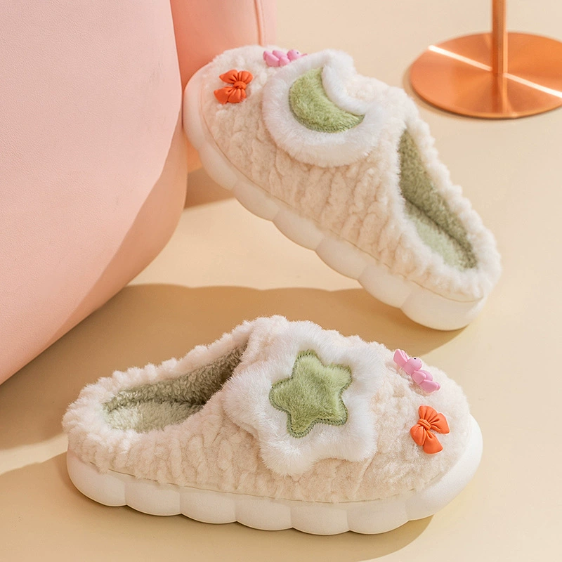 Тапочки с милым мультяшным рисунком, флисовые, теплые