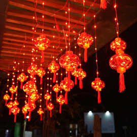 新年春节红灯笼装饰节日喜庆室内客厅阳台场景布置窗帘挂饰灯串