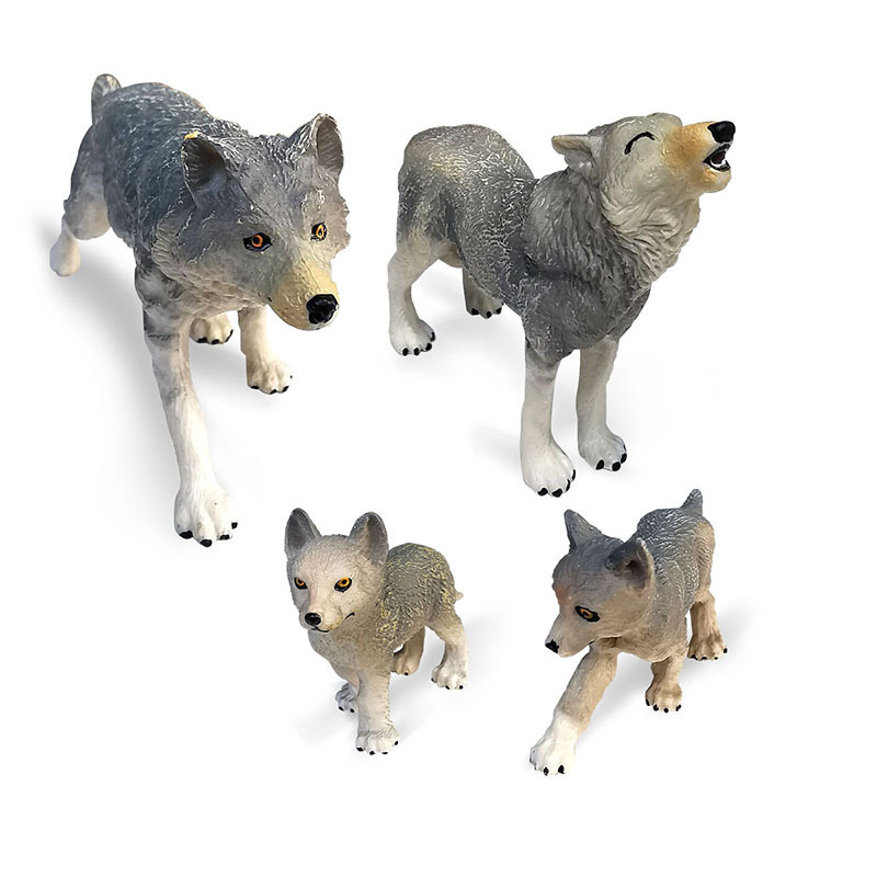Simulación transfronteriza animal lobo siberiano rey modelo combinación Lobo Rey bebé Lobo macho hembra Lobo sólido juguete estático