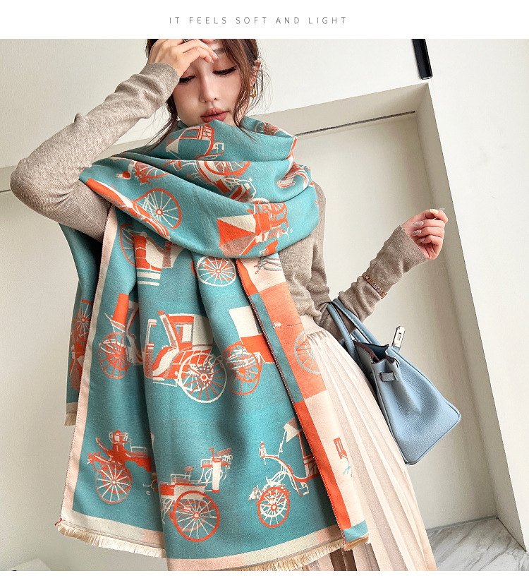 Women's Gender Casual, Simple Style Style Women's Casual Simple Style Carriage Imitation Cashmere Scarf