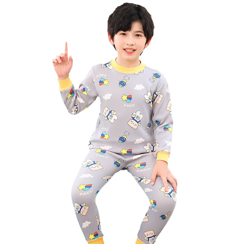 Niños de Cuello medio forrado de lana gruesa ropa interior térmica traje niños y niñas Otoño e Invierno tocando fondo Bebé Ropa para niños ropa de otoño pantalones largos