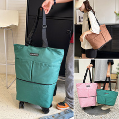 Folding Convenient Large Capacity Swivel Wheel Travel Bag Shopping Bag Handheld Suitcase Grocery Bag for Street Shopping