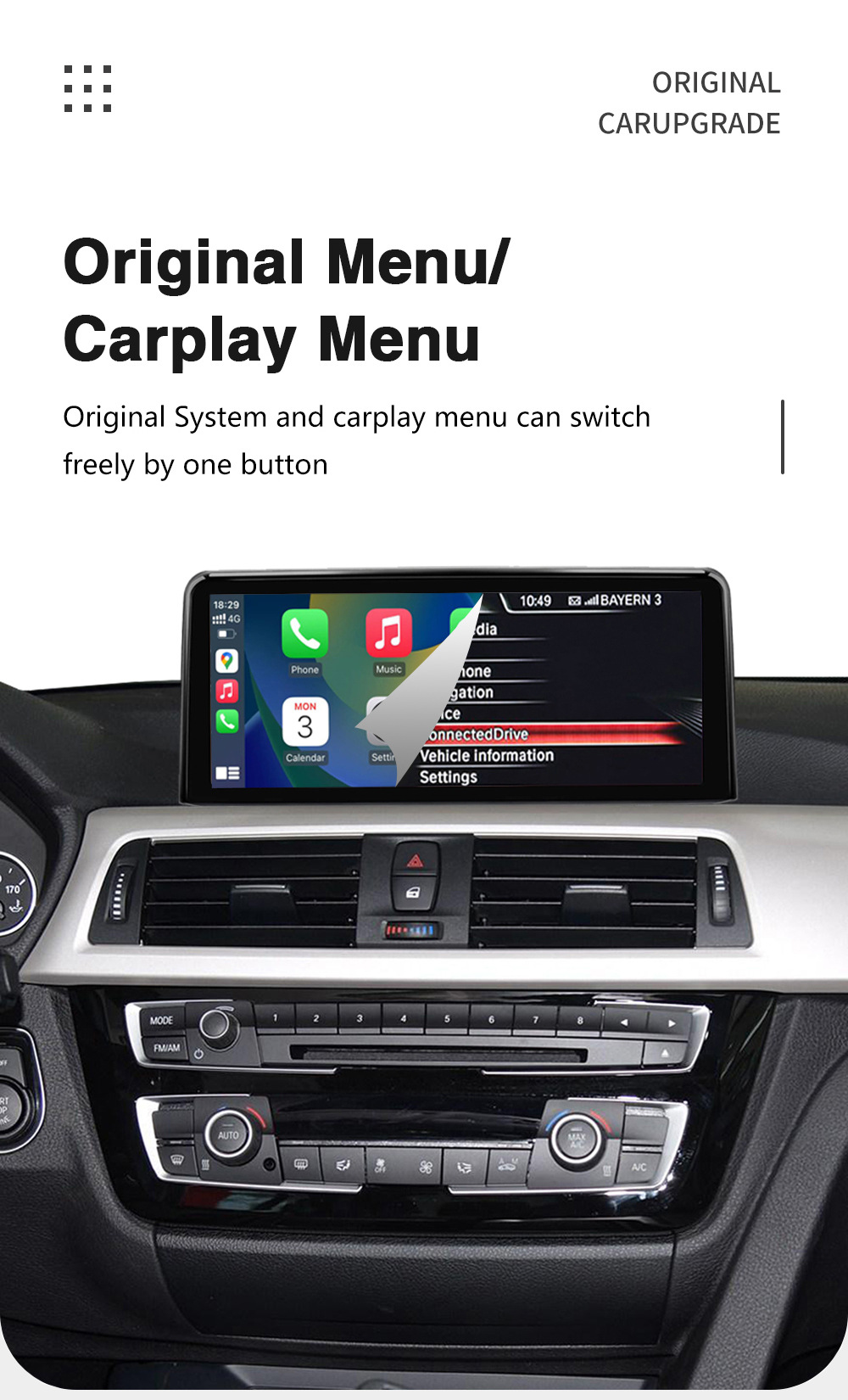 10.25 "Wireless CarPlay Display for 3 Series/4 Series NBT Radio Player Linux Touch Screen