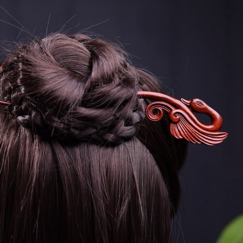 Zitan wood hairpin in ancient style, carved Chinese hairpin, sandalwood hairpin holder, Hanfu accessory, ancient hair ornament