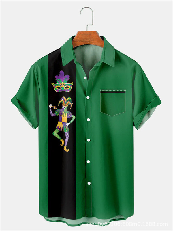 Amazon Cross-border Summer Short-sleeved Vintage Wrangler Vacation Elements Digital Printed Shirt Men's Youth Shirt