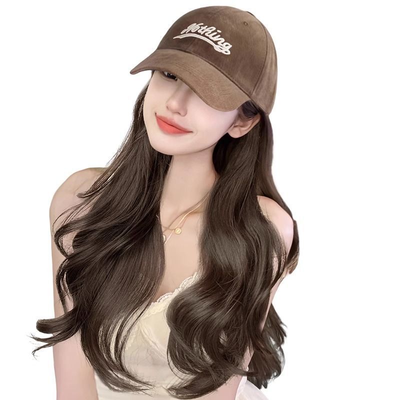 Connie Wavy Hair Hat with Integrated Faux Hair and Large Brim Baseball Cap - Stylish New Version with Oversized Visor