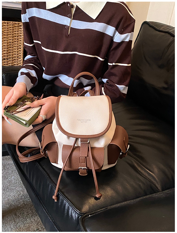 Backpack Women's Casual Versatile Niche Design Backpack Travel Color Blocked Small Backpack_voghion.com