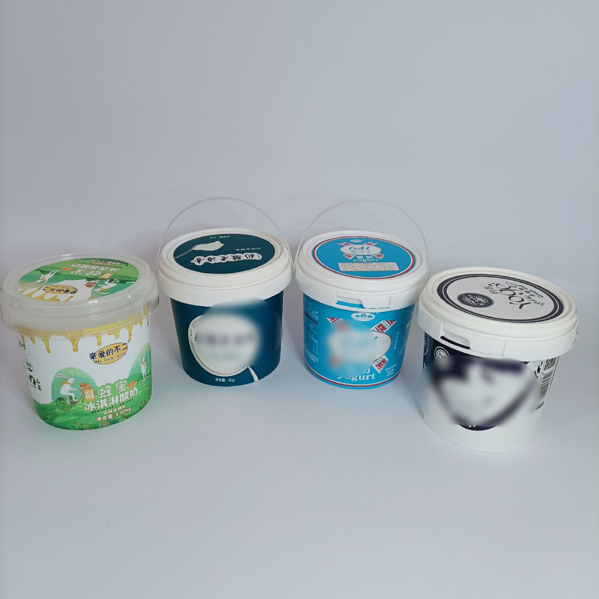 厂家直销 1L高透明塑料桶PP带提手圆桶全新食品级压盖密封现货