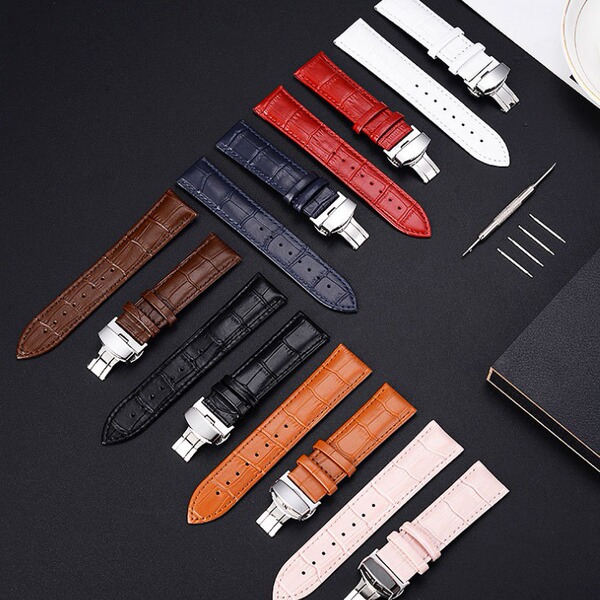 Bamboo leather watch strap