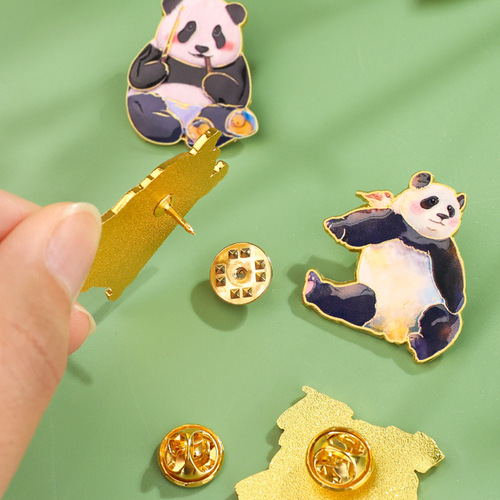 Original Chinese-style Panda Brooch: Chengdu Travel Souvenir, Zoo Memorial Gift, Cartoon Mini-Animal Badge