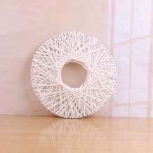 新中式柳编飞碟圆形花篮橱窗背景墙面壁挂家居婚庆装饰挂件藤编