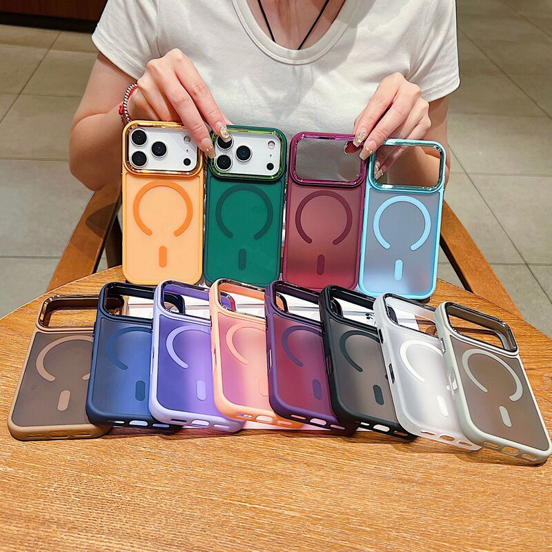 New Iphone17Promax Mobile Phone Case with Skin-Feel Frosted Magnetic Suction Suitable for Apple 16E with Electroplated Lens Ring