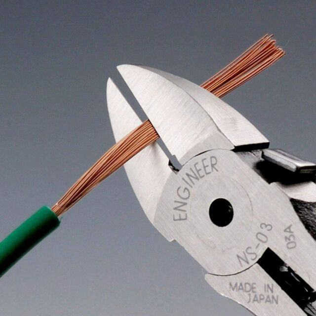 日本ENGINEER工程师NS-03斜口钳ESD微钳子128mm防静电把手