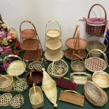 手工竹编小提篮酒店婚庆喜宴小篮子糕点糖果摆盘水果篮竹筐竹篮子