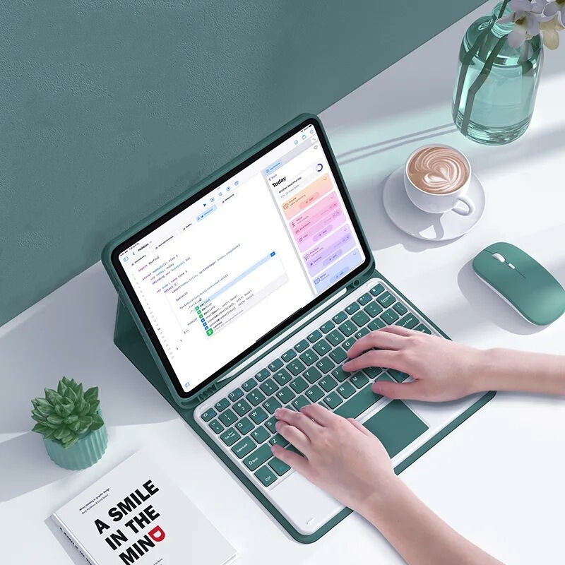 Suitable for iPad 10 Keyboard Leather Case Touch Control Bluetooth Keyboard Air5 Pro11 Silicone Pen Slot Protective Cover