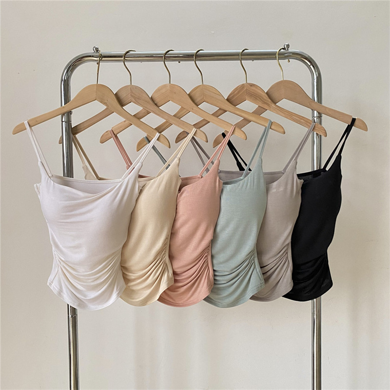 Size in stock 2025 Summer New Spice Girls Sweet Camisole Women's Outer Wear with Chest Pad Sexy Tube Top Beautiful Back