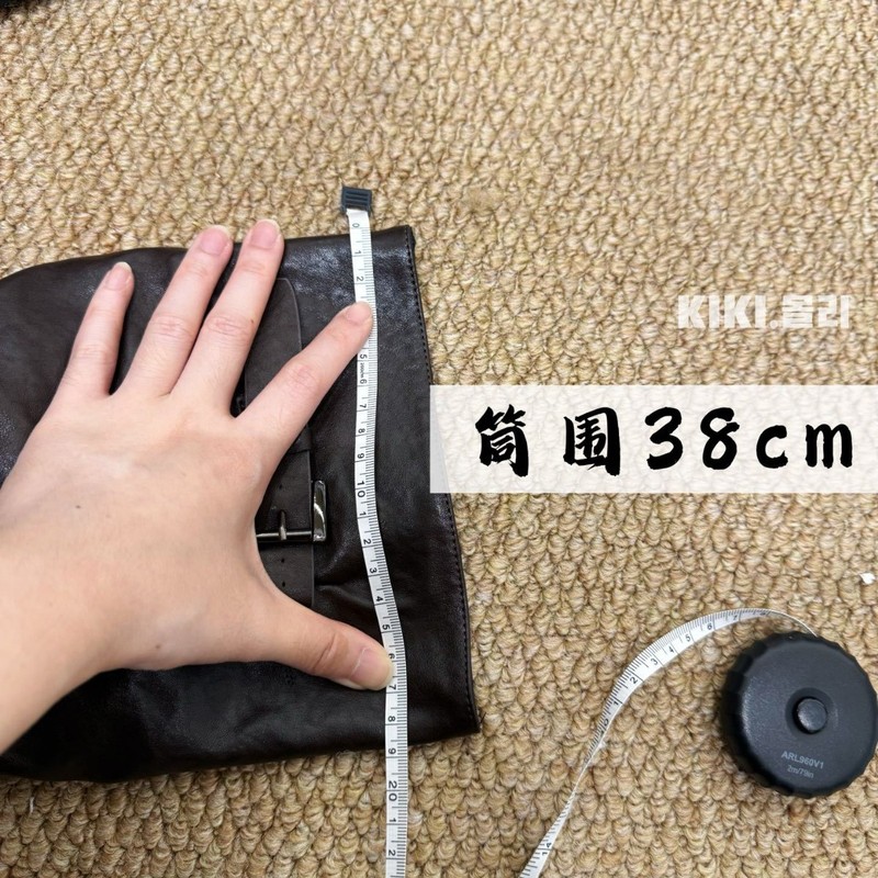 小众复古粗跟增高2025早秋新款时髦皮带扣方圆头褶皱长筒马丁靴潮|undefined