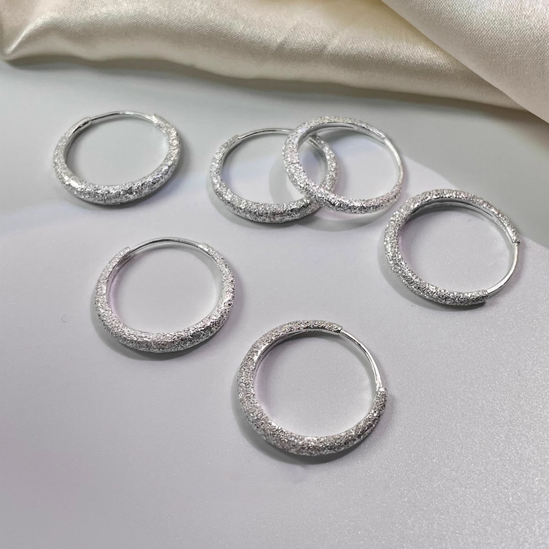 Pendientes Mescal de plata de ley s925 de la serie Galaxy con forma de círculo y arena brillante para mujer, pendientes vintage brillantes y joyería de aros para las orejas.