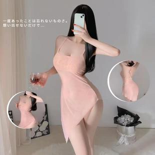 Sexy Lingerie, Sexy Pure Desire Suspender Nightgown, Hot See-Through Thin Style, No Need to Take Off Pajamas, Passionate Small Breast Uniform Qqny