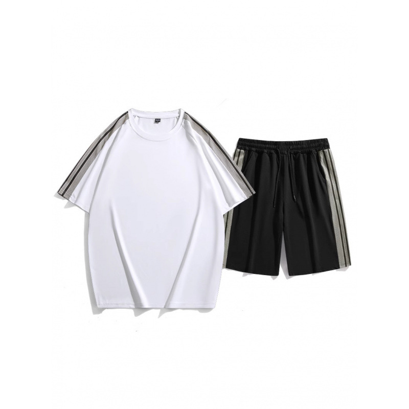 Pantalones cortos de manga corta, traje deportivo, tres barras cortas para hombre, estudiante, adolescente al aire libre