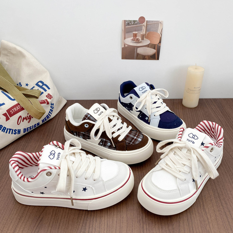 N3723 Latex insole star design thick-soled loafers women's shoes white sneakers original versatile autumn sneakers N3723 Latex insole star design thick-soled loafers women's shoes white sneakers original versatile autumn sneakers