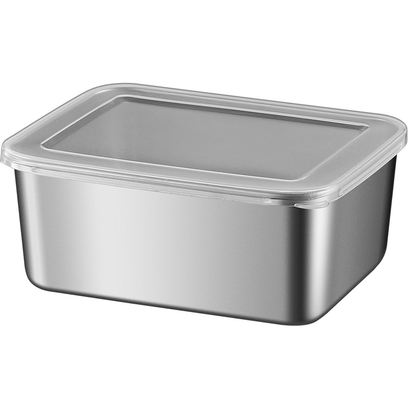 Stainless steel small lunch box fresh-keeping box refrigerator food sub-box hot pot vegetable basin outdoor picnic box rectangular plate