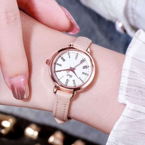 GEDI Round Retro Women's Watch with Roman Numerals, Versatile Student Strap Quartz Ladies Watch Wholesale